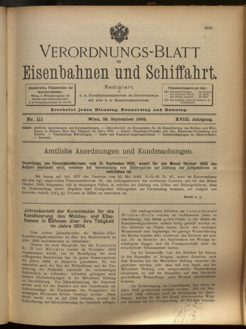 Verordnungs-Blatt für Eisenbahnen und Schiffahrt: Veröffentlichungen in Tarif- und Transport-Angelegenheiten 19050926 Seite: 1