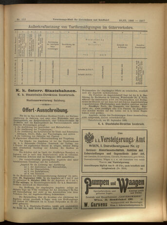 Verordnungs-Blatt für Eisenbahnen und Schiffahrt: Veröffentlichungen in Tarif- und Transport-Angelegenheiten 19050928 Seite: 15