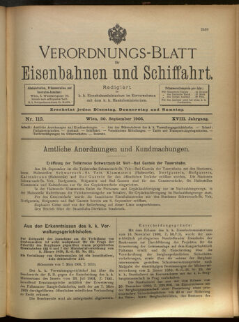 Verordnungs-Blatt für Eisenbahnen und Schiffahrt: Veröffentlichungen in Tarif- und Transport-Angelegenheiten 19050930 Seite: 1