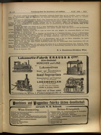 Verordnungs-Blatt für Eisenbahnen und Schiffahrt: Veröffentlichungen in Tarif- und Transport-Angelegenheiten 19050930 Seite: 11