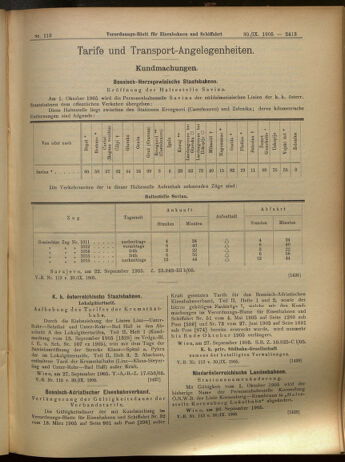 Verordnungs-Blatt für Eisenbahnen und Schiffahrt: Veröffentlichungen in Tarif- und Transport-Angelegenheiten 19050930 Seite: 5