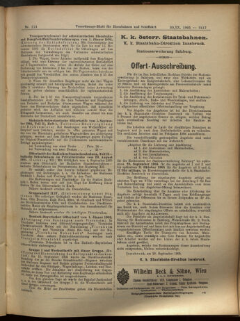 Verordnungs-Blatt für Eisenbahnen und Schiffahrt: Veröffentlichungen in Tarif- und Transport-Angelegenheiten 19050930 Seite: 9