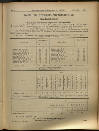 Verordnungs-Blatt für Eisenbahnen und Schiffahrt: Veröffentlichungen in Tarif- und Transport-Angelegenheiten 19051003 Seite: 5