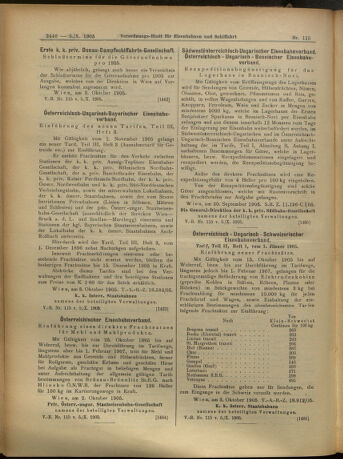 Verordnungs-Blatt für Eisenbahnen und Schiffahrt: Veröffentlichungen in Tarif- und Transport-Angelegenheiten 19051005 Seite: 6