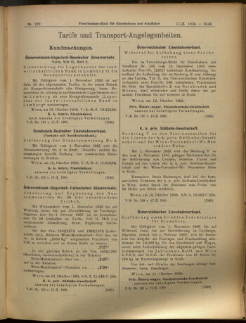 Verordnungs-Blatt für Eisenbahnen und Schiffahrt: Veröffentlichungen in Tarif- und Transport-Angelegenheiten 19051017 Seite: 5