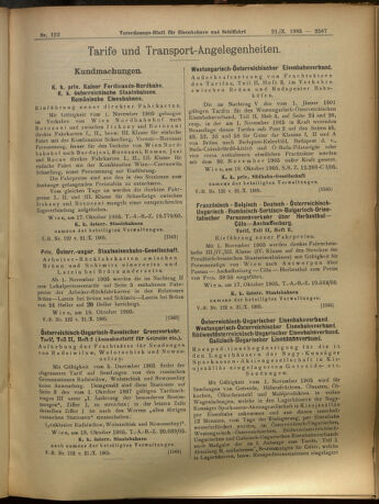 Verordnungs-Blatt für Eisenbahnen und Schiffahrt: Veröffentlichungen in Tarif- und Transport-Angelegenheiten 19051021 Seite: 11