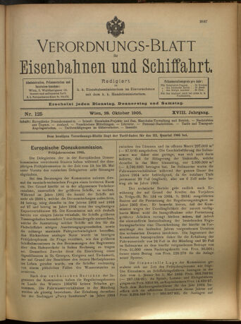 Verordnungs-Blatt für Eisenbahnen und Schiffahrt: Veröffentlichungen in Tarif- und Transport-Angelegenheiten 19051028 Seite: 1