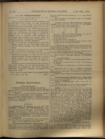 Verordnungs-Blatt für Eisenbahnen und Schiffahrt: Veröffentlichungen in Tarif- und Transport-Angelegenheiten 19051111 Seite: 14