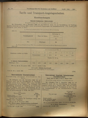 Verordnungs-Blatt für Eisenbahnen und Schiffahrt: Veröffentlichungen in Tarif- und Transport-Angelegenheiten 19051114 Seite: 5