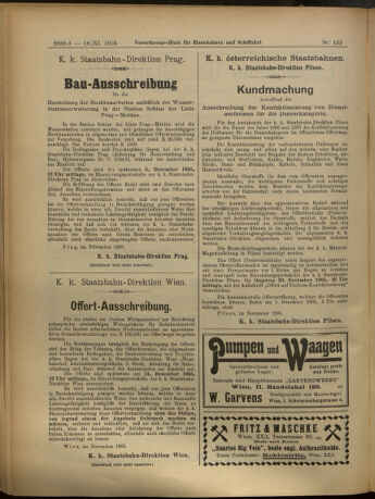 Verordnungs-Blatt für Eisenbahnen und Schiffahrt: Veröffentlichungen in Tarif- und Transport-Angelegenheiten 19051118 Seite: 16