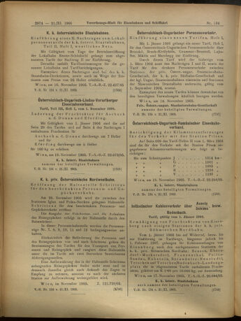 Verordnungs-Blatt für Eisenbahnen und Schiffahrt: Veröffentlichungen in Tarif- und Transport-Angelegenheiten 19051121 Seite: 6