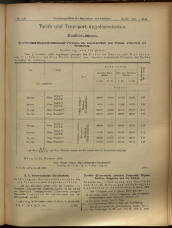 Verordnungs-Blatt für Eisenbahnen und Schiffahrt: Veröffentlichungen in Tarif- und Transport-Angelegenheiten 19051123 Seite: 5