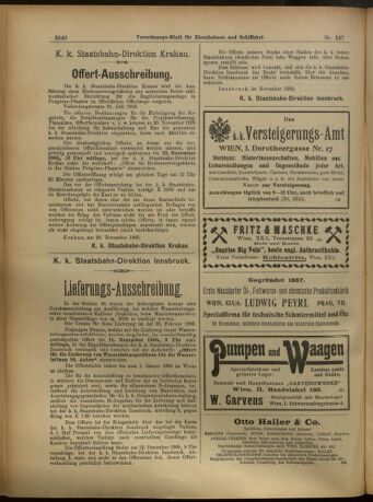 Verordnungs-Blatt für Eisenbahnen und Schiffahrt: Veröffentlichungen in Tarif- und Transport-Angelegenheiten 19051128 Seite: 4