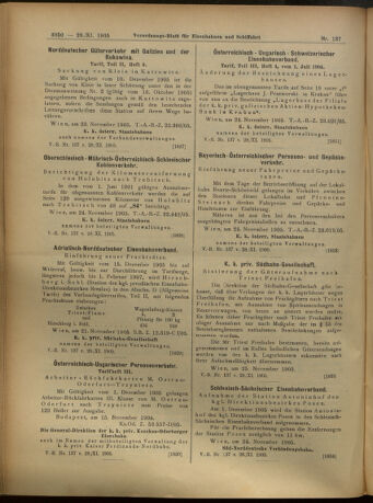 Verordnungs-Blatt für Eisenbahnen und Schiffahrt: Veröffentlichungen in Tarif- und Transport-Angelegenheiten 19051128 Seite: 6