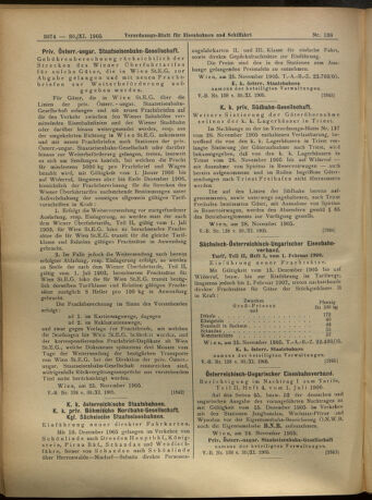 Verordnungs-Blatt für Eisenbahnen und Schiffahrt: Veröffentlichungen in Tarif- und Transport-Angelegenheiten 19051130 Seite: 6