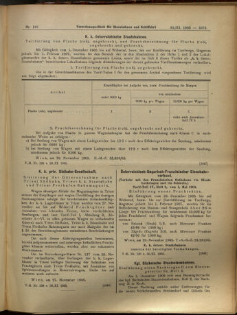 Verordnungs-Blatt für Eisenbahnen und Schiffahrt: Veröffentlichungen in Tarif- und Transport-Angelegenheiten 19051130 Seite: 7