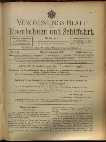 Verordnungs-Blatt für Eisenbahnen und Schiffahrt: Veröffentlichungen in Tarif- und Transport-Angelegenheiten 19051207 Seite: 1