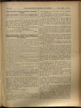 Verordnungs-Blatt für Eisenbahnen und Schiffahrt: Veröffentlichungen in Tarif- und Transport-Angelegenheiten 19051207 Seite: 11