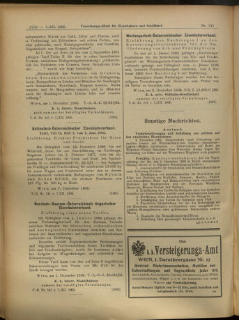 Verordnungs-Blatt für Eisenbahnen und Schiffahrt: Veröffentlichungen in Tarif- und Transport-Angelegenheiten 19051207 Seite: 12