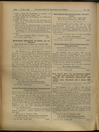 Verordnungs-Blatt für Eisenbahnen und Schiffahrt: Veröffentlichungen in Tarif- und Transport-Angelegenheiten 19051214 Seite: 18