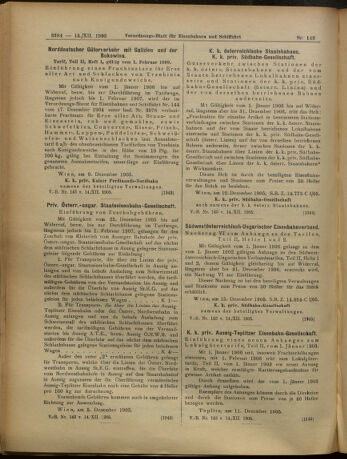 Verordnungs-Blatt für Eisenbahnen und Schiffahrt: Veröffentlichungen in Tarif- und Transport-Angelegenheiten 19051214 Seite: 20