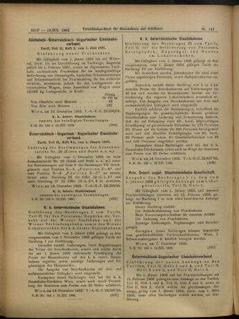 Verordnungs-Blatt für Eisenbahnen und Schiffahrt: Veröffentlichungen in Tarif- und Transport-Angelegenheiten 19051216 Seite: 16