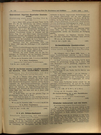 Verordnungs-Blatt für Eisenbahnen und Schiffahrt: Veröffentlichungen in Tarif- und Transport-Angelegenheiten 19051216 Seite: 19