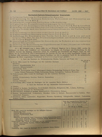 Verordnungs-Blatt für Eisenbahnen und Schiffahrt: Veröffentlichungen in Tarif- und Transport-Angelegenheiten 19051216 Seite: 7