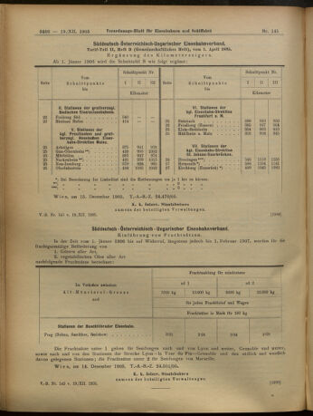 Verordnungs-Blatt für Eisenbahnen und Schiffahrt: Veröffentlichungen in Tarif- und Transport-Angelegenheiten 19051219 Seite: 12