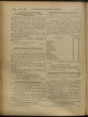 Verordnungs-Blatt für Eisenbahnen und Schiffahrt: Veröffentlichungen in Tarif- und Transport-Angelegenheiten 19051219 Seite: 14