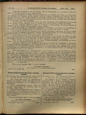 Verordnungs-Blatt für Eisenbahnen und Schiffahrt: Veröffentlichungen in Tarif- und Transport-Angelegenheiten 19051219 Seite: 21