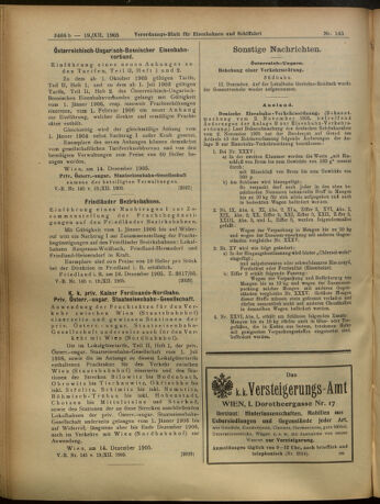 Verordnungs-Blatt für Eisenbahnen und Schiffahrt: Veröffentlichungen in Tarif- und Transport-Angelegenheiten 19051219 Seite: 22