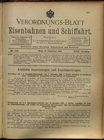 Verordnungs-Blatt für Eisenbahnen und Schiffahrt: Veröffentlichungen in Tarif- und Transport-Angelegenheiten 19051221 Seite: 1