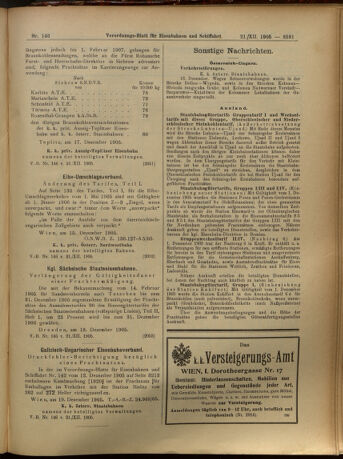 Verordnungs-Blatt für Eisenbahnen und Schiffahrt: Veröffentlichungen in Tarif- und Transport-Angelegenheiten 19051221 Seite: 20