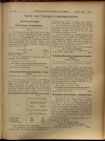 Verordnungs-Blatt für Eisenbahnen und Schiffahrt: Veröffentlichungen in Tarif- und Transport-Angelegenheiten 19051221 Seite: 8