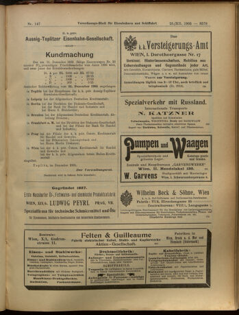 Verordnungs-Blatt für Eisenbahnen und Schiffahrt: Veröffentlichungen in Tarif- und Transport-Angelegenheiten 19051223 Seite: 23