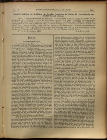 Verordnungs-Blatt für Eisenbahnen und Schiffahrt: Veröffentlichungen in Tarif- und Transport-Angelegenheiten 19051223 Seite: 3