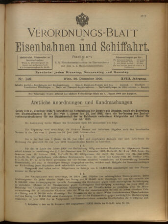 Verordnungs-Blatt für Eisenbahnen und Schiffahrt: Veröffentlichungen in Tarif- und Transport-Angelegenheiten 19051230 Seite: 1