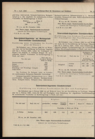 Verordnungs-Blatt für Eisenbahnen und Schiffahrt: Veröffentlichungen in Tarif- und Transport-Angelegenheiten 19060106 Seite: 14