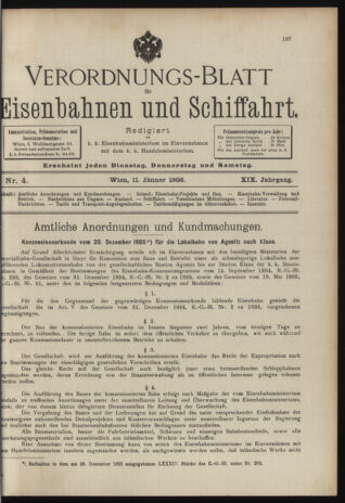 Verordnungs-Blatt für Eisenbahnen und Schiffahrt: Veröffentlichungen in Tarif- und Transport-Angelegenheiten 19060111 Seite: 1