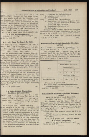 Verordnungs-Blatt für Eisenbahnen und Schiffahrt: Veröffentlichungen in Tarif- und Transport-Angelegenheiten 19060111 Seite: 11