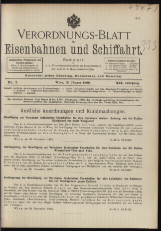 Verordnungs-Blatt für Eisenbahnen und Schiffahrt: Veröffentlichungen in Tarif- und Transport-Angelegenheiten 19060118 Seite: 1