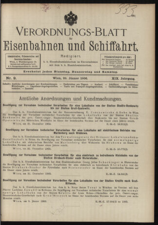 Verordnungs-Blatt für Eisenbahnen und Schiffahrt: Veröffentlichungen in Tarif- und Transport-Angelegenheiten 19060123 Seite: 1