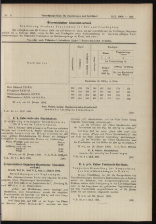 Verordnungs-Blatt für Eisenbahnen und Schiffahrt: Veröffentlichungen in Tarif- und Transport-Angelegenheiten 19060123 Seite: 9