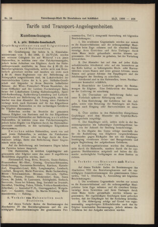 Verordnungs-Blatt für Eisenbahnen und Schiffahrt: Veröffentlichungen in Tarif- und Transport-Angelegenheiten 19060125 Seite: 7