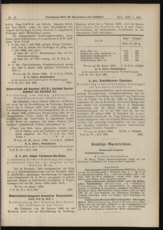 Verordnungs-Blatt für Eisenbahnen und Schiffahrt: Veröffentlichungen in Tarif- und Transport-Angelegenheiten 19060125 Seite: 9