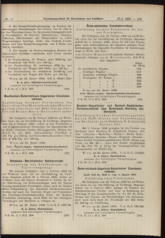 Verordnungs-Blatt für Eisenbahnen und Schiffahrt: Veröffentlichungen in Tarif- und Transport-Angelegenheiten 19060127 Seite: 11