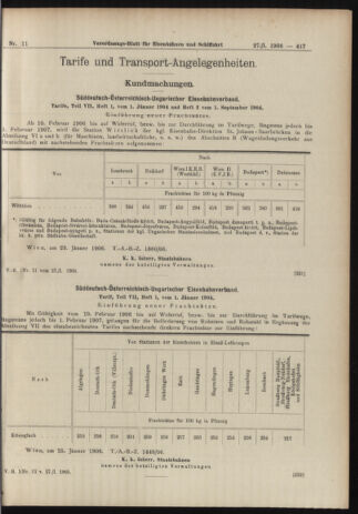 Verordnungs-Blatt für Eisenbahnen und Schiffahrt: Veröffentlichungen in Tarif- und Transport-Angelegenheiten 19060127 Seite: 9