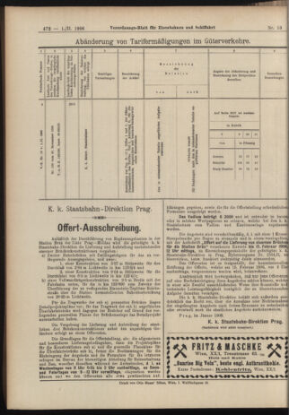 Verordnungs-Blatt für Eisenbahnen und Schiffahrt: Veröffentlichungen in Tarif- und Transport-Angelegenheiten 19060201 Seite: 20