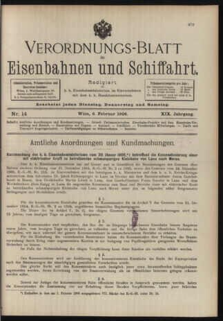 Verordnungs-Blatt für Eisenbahnen und Schiffahrt: Veröffentlichungen in Tarif- und Transport-Angelegenheiten 19060206 Seite: 1